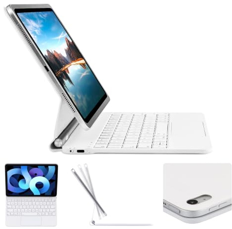 Seagtigau Deutsches QWERTZ Magic Keyboard Case für iPad Pro 11 (1.-4. Gen) & iPad Air 11 (M4 2026, M3 2025, M2) & 10,9 Air (4./5. Gen) – magnetische Tastaturhülle, Trackpad, 7‑farbigem Backlight