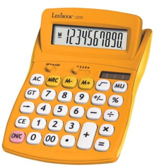 Lexibook, FRUITIES, Tischrechner, gelb, C210DLXB | Neigbares Display, 10 Stellen, Grund- & erweiterte Funktionen, große Tasten