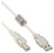 InLine USB 2.0 Kabel, A an B, transparent, mit Ferritkern, 3m