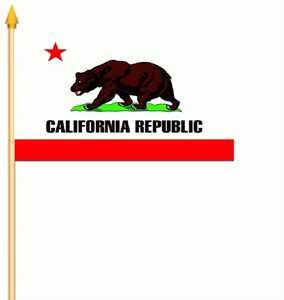 Stockfahne Kalifornien Fahne Flagge Grösse 30x45cm USA mit Stock