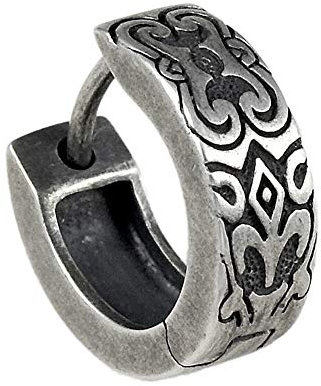 cai Herren Single Creole 925/- Sterling Silber 1,4cm Oxidiert ohne Stein Silbergrau 132210499