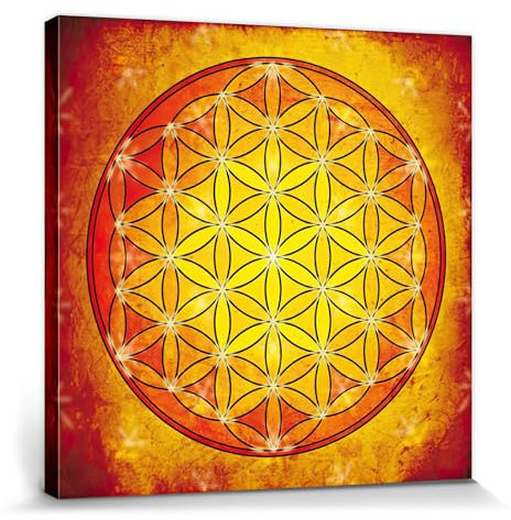 1art1 Mandalas Poster Die Blume des Lebens, Element Feuer Bilder Leinwand-Bild Auf Keilrahmen | XXL-Wandbild Poster Kunstdruck Als Leinwandbild 70x70 cm