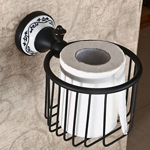 Hiendure® Wandmontage Antik Messing Papierhalter Korb Toilettenpapierhalter WC-Papierrollenhalter