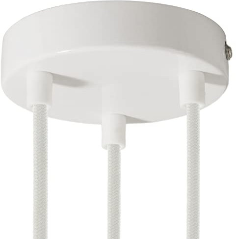 creative cables - Kit Rosace métallique cylindrique à 3 Trous - Cylindrique, Blanc Brillant