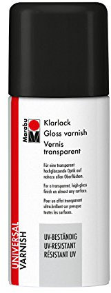 Marabu 23111006857 - Klarlack, UV - beständiges Lackspray für hochglänzende Optik, für nahezu alle Oberflächen, styroporfest, lichtecht, schnell trocknend, wetterfest, 150 ml, transparent