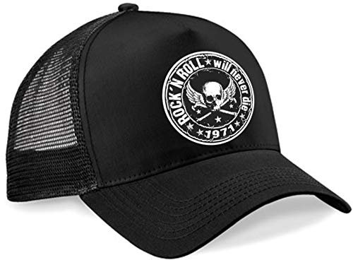 HELLMOTORS Rock n Roll Trucker Cap schwarz Basecap Mütze Old School Retro
