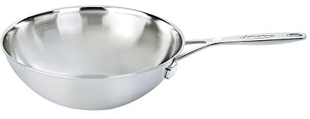 Demeyere – Wok fondo piatto in acciaio INOX 5-qt strati