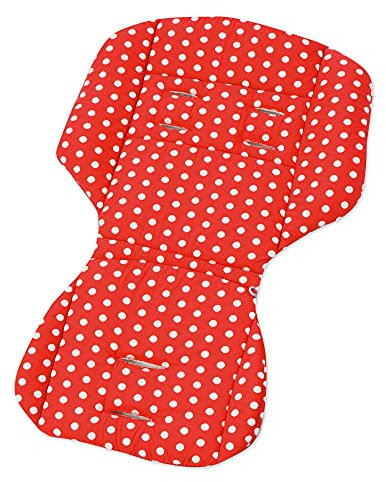 Gesslein Loop 330, Sitzauflage Kinderwagen & Buggy, universel, Wendeeinlage für Sommer & Winter, Tencel atmungsaktiv |Punkte rot/natur