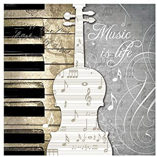 Ambiente Papierservietten - Servietten Lunch/Party/ca. 33x33cm Music is Life - Ideal Als Geschenk Und Tisch-Deko