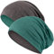 Hatstar® 2in1 Reversible Unisex Beanie | Damen und Herren Mütze | Übergangsmütze für Frühling und Sommer | SoftTouch Poly - Baumwolle | leicht & weiche (dunkelgrau/grün meliert)