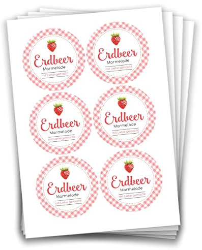 Papierdrachen 24 Marmeladen-Aufkleber | Selbstklebende Etiketten für selbst gemachte Erdbeer-Marmelade - 4 cm große Sticker für Eingekochtes - Homemade zum Selbst beschriften - gut ablösbar
