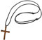 555Jewelry Stainless Steel Metal Cross Adjustable Black Leather Cord Unisex Women Men Religious Christian Vintage Braided Rope Chain Fashion Jewelry Accessory Pendant Necklace, Copper Brown 18 Inch