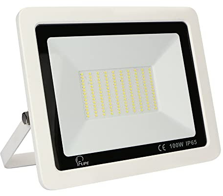 Mille Lucciole LED Strahler Außen 100W, Aussenstrahler IP65 Wasserfest, Scheinwerfer 10000LM 4500K Neutralweiß für Hinterhof, Garage, Flur, Garten【Weiß】
