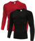 Holure Mens 2 Pack Base Layers Tops, Long Sleeve Gym Running Workout T Shirts for Men Red/Black01-L