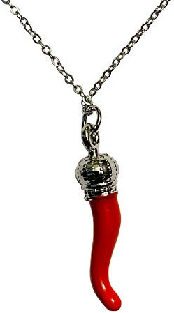 P.S. I Love Italy Italienische Halskette mit rotem Horn – Silber Cornicello Glücksanhänger mit Sterlingsilber-Kette, Sterlingsilber, Sterling Silber