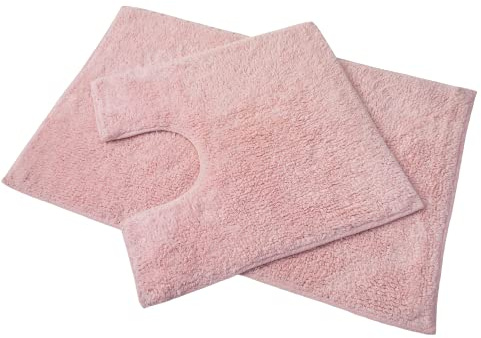 Blue Canyon 2 Piece Cotton Bath & Pedestal Mat Set, Quick Dry & High Absorbent Bathroom Door Mat, Washable Area Rug for Living Room, Kitchen, Outdoor Rug, Home Decor Mattress, 1200GSM – Blush Pink