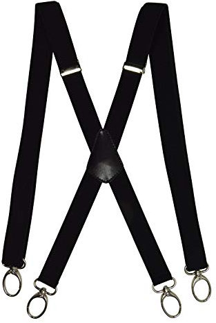 Olata Unisex-Hosenträger schmal/x-förmige Hosenträger mit Karabinern – 2,5 cm. Schwarz