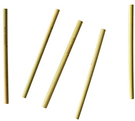 eco rascals Bamboo Straws, Washable and Reusable, for Hot and Cold Drinks, Made with Organic Hole Bamboo Tablewear Stalks, Pack of 5, 0793591755014
