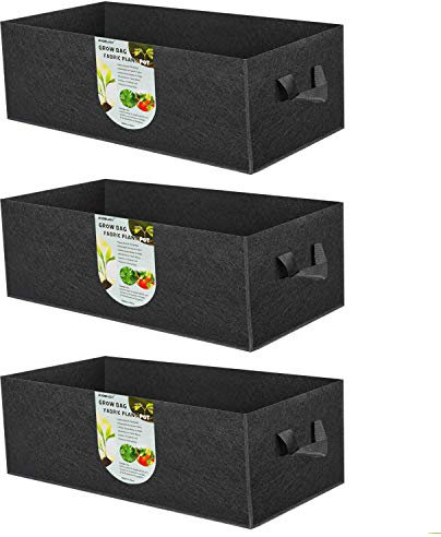 ANGELIOX Pflanzbeutel, 300 g, 3 Stück, 300 g, Dicker, Nicht gewebter Stoff, Hochbeet, quadratischer Blumentopf, Behälter für Karotte, Zwiebeln, Blumen, Obst/Anzuchttöpfe mit Griffen (60 x 30 x 20 cm)