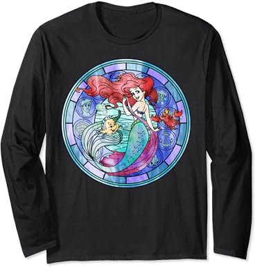 Disney The Little Mermaid Ariel Glass Window Manche Longue