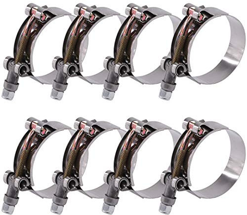 GLARKS Schlauchschellen aus Edelstahl, T-Schraube, 8 Stück, 51–59 mm, Turbo-Ansaugschlauch, weiche Ladeluftkühler-Schellen