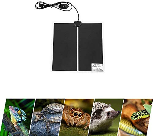 Terrarium Heizmatten, 5W einstellbar Reptile Wärmekissen mit Temperaturregelung für Reptilien Schildkröte, Schlangen, Eidechse, Gecko, Spinne, Raupe - Sicherheit Aquarium Schildkröte Wärmematte