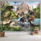 Dinosaurier-Wandteppich, Jurassic Park, Wildtier, Tier, Dino, Dschungel, Wald, Berge, Wandteppich, Jungen, Mann, Kinder, Tapisserie, Wandbehang, Decke für Schlafzimmer, Wohnheim, 152.4x101.6 cm