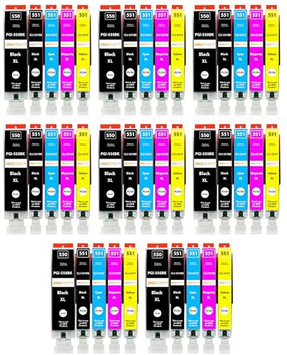 Amaprint 40 XL Patronen kompatibel mit Canon PGI 550 CLI 551 Ersatz für Pixma IP7200 IP7250 IX6800 IX6850 MG5400 MG5450 MG5500 MG5550 MG5600 MG5650 MG5655 MG6400 MG6450 MG6600 MG6650 MX725 MX920 MX925