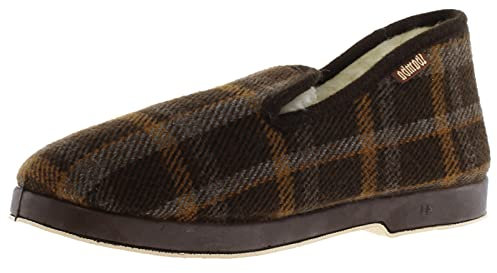 victoria Zapatillas de casa Wamba Confortable Cuadros & Interior Borreguito & Suela Al Tono 200301 para Hombre Marron 43