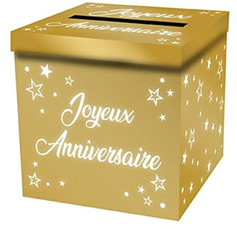 Tirelire urne dorée Or métallisée Joyeux Anniversaire 20cm (x1) REF/URNEM00