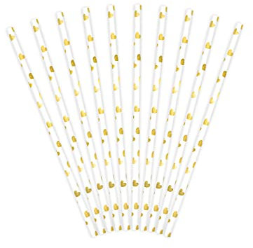 Papierstrohhalme 10er Set 19cm Trinkhalme Einweg Cocktail Strohhalme Getränke Deko Partyzubehör Herz