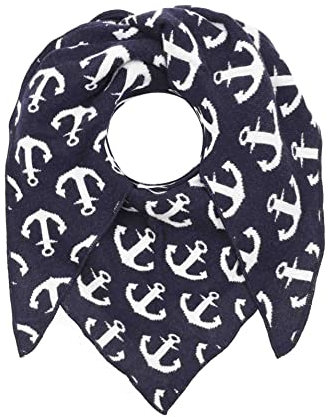 Zwillingsherz Dreieckstuch Stola Schal mit Kaschmir und Wolle für Damen - Hochwertiges Cashmere Halstuch im Anker Print Muster Motiv - Multifunktionstuch für Sommer Herbst Winter