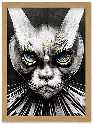Doppelganger33 LTD The Sultan Of Cat Land Fantasy Gothic Cat Portrait Artwork Framed Wall Art Print A4