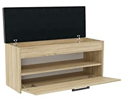 BDW Schuhschrank Schuhbank mit Sitzfläche Schuhregal, Schuhkipper, 100x35x49cm - Flur, Wohnzimmer, Schlafzimmer, perfekte Lösung bei Platzmangel für Schuhe (Eiche Sonoma)