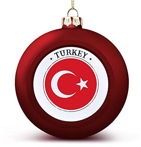 Funlucy Türkei Weihnachtskugel Ornament, Nationen Flagge, Türkei Flagge Ball Ornamente Hängendes Andenken für Weihnachten Jahrestag Urlaub Geburtstag Geschenk