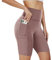 AMIYOYO Radlerhose Damen mit Taschen High Waist Sporthose Kurze Leggings Blickdicht Sportshorts Dehnbar Hotpants Bequem für Sommer Yoga Fitness Gym(Hautfarbe,XXL=DE50-54)