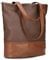 Zwei Damen Shopper JANA J145 Tote Bag 10 Liter, Bicolor Einkaufstasche im Canvas-Stil, weiches Kunstleder, Laptopfach, Schlüsselband, Reißverschluss-Fach, zusätzlicher langer Umhängegurt (cognac)