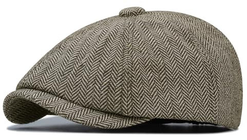CLAPE Herringbone Schiebermütze Schlägermütze Tellermütze Tweed Shelby Mütze Herren Retro Gatsby Newsboy Flatcap 8 Panel Schirmmütze Ballonmütze
