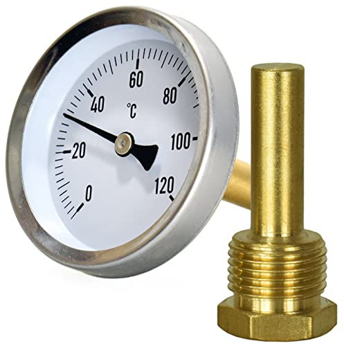 ARMYJY Metal Thermometer Hot Water Pipe Thermometer 0-120°C Heating 63mm Dial Temp for hot water,heating,oil tanks