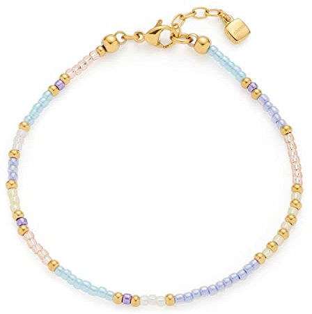 JEWELS BY LEONARDO Armband Ciao Calypso • Arm-Kette aus goldfarbenem Edelstahl • Miyuki Glas-Perlen in blau, lila, gold und weiß • 17,5-19,5 cm Länge • Geschenk Damen Schmuck • 022966