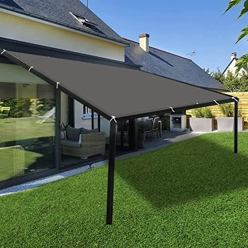Voile d'ombrage Imperméable 3x5M Protection Soleil Rectangulaire Toile pour Pergola avec Le Kit de Fixation pour Jardin Terrasse Balcon, Gris Foncé
