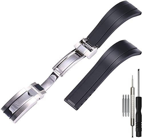 WRISTARMOR Bracelet en caoutchouc compatible avec Rolex Yacht-Master OYSTERFLEX Daytona Submariner Bracelet de rechange en silicone 20 mm