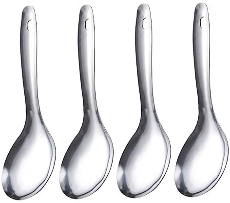 BESTonZON 4 Pièces Cuillère à Riz Cuillère De Service Alimentaire Pelle Utilitaire Spatule à Pomme De Terre Pagaie De Riz Japonaise Accessoire Ménage Acier Inoxydable Machine à Laver Le Riz