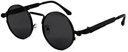 salazar.plus Sonnenbrille Rund Cyberpunk Unisex 4 Farben Damen Herren Brille Retro (schwarz)