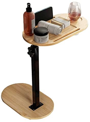 Bambus-Badewannen-Tablett – verstellbare Höhe, freistehender Badewannen-Caddy für Badewanne, für Paare, Hochzeit, Mutter – Organisieren Sie Zubehör für ein entspannendes Badeerlebnis