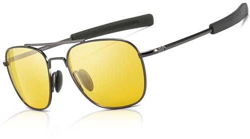 SUNGAIT Gafas de Sol Estilo Militar para Hombre Polarizadas Lentes con Marco de Metal A285QKYS-ES