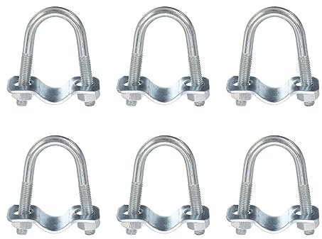 sourcing map Round U-Bolts Pipe Clamp, 6pcs Fit 3/4(20mm) to 3/4(20mm) Double Pipe Clamp Pipe Buckle for Greenhouse Awning Frames Antenna Mast