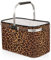 Leopard Faltbarer Marktkorb, tragbarer Einkaufskorb, großer Wäschekorb, strapazierfähig, Camping, Lebensmitteltaschen mit Griffen, faltbarer Picknickkorb für Reisen, Einkaufen, Strand