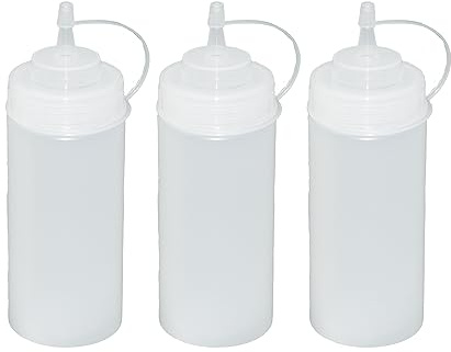 3 Stück transparente Quetschflaschen 0,49 Liter Dosierflasche Spenderflasche Dressingflasche