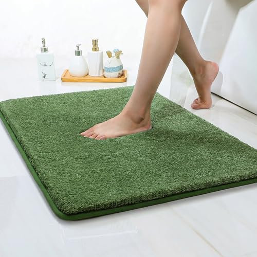 COSY HOMEER 60 x 90cm Badematte rutschfest Waschbar, Badteppich, Maschinenwaschbar Badvorleger rutschfest Waschbar für Dusche, Badezimmerteppichund Badezimmer Grün